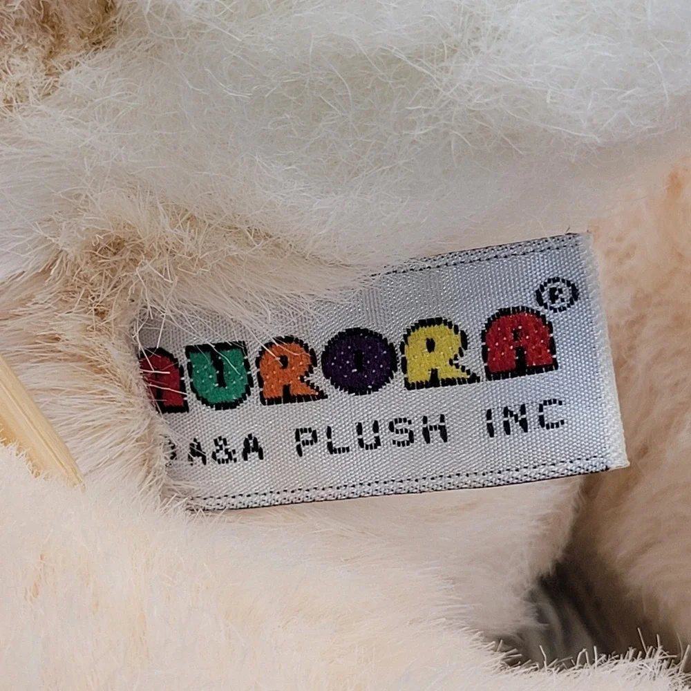 Aurora Lying Plush Bunny Rabbit Cream Pink Bow Hidden Zipper Pouch Animal Easter